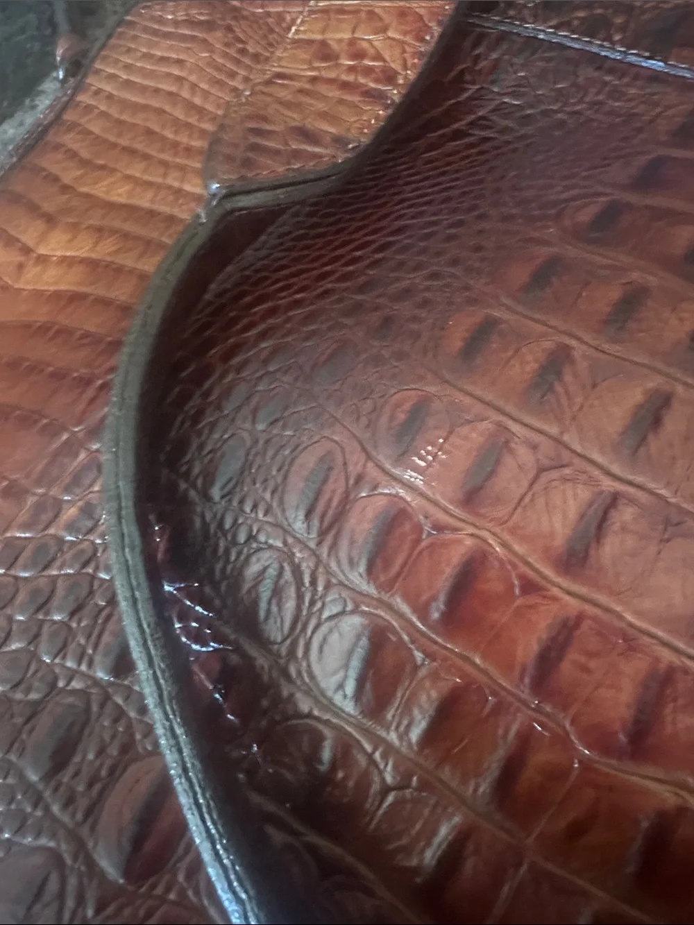 Brahmin Brown Croc-Embossed Leather Tote Bag
